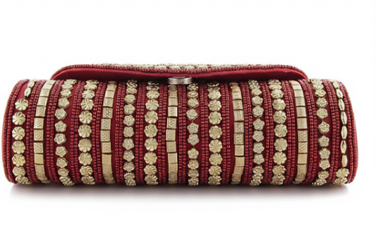 Embroidered Red Clutch Bag