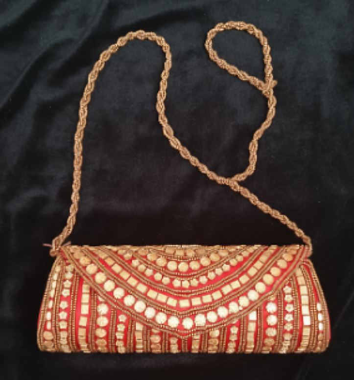 Embroidered Red Clutch Bag