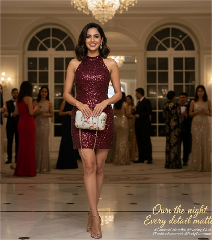 Embroidered Floral Hard-Case Clutch Bag