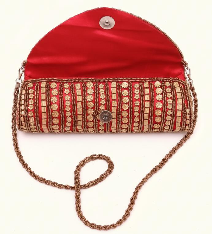 Embroidered Red Clutch Bag