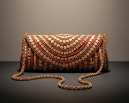 Embroidered Red Clutch Bag