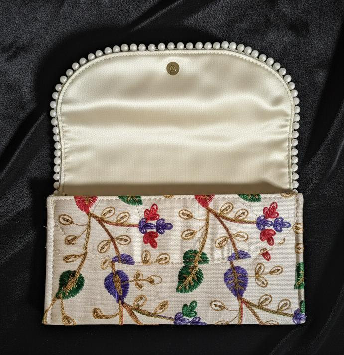 Embroidered Floral Hand Bag slim