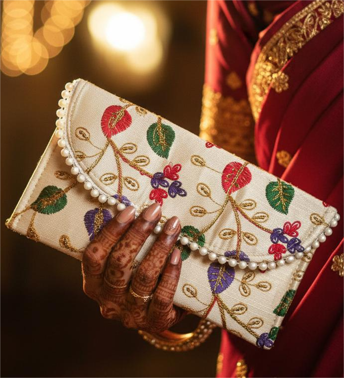 Embroidered Floral Hand Bag slim