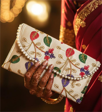 Embroidered Floral Hand Bag slim